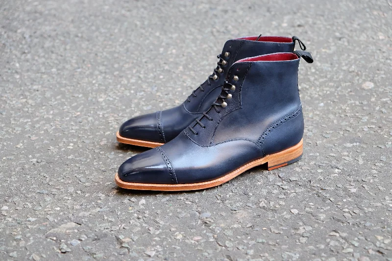 Jimmy - MTO - Navy Calf - MGF Last - Natural Single Leather Sole Edwardian Shoe Look Jimmy - MTO - Navy Calf - MGF Last - Natural Single Leather Sole Edwardian Shoe Look