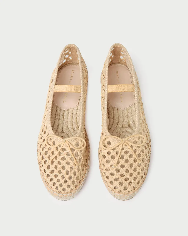 Kayla Natural Raffia Ballet Espadrille Loose - Fit Slipper Style  