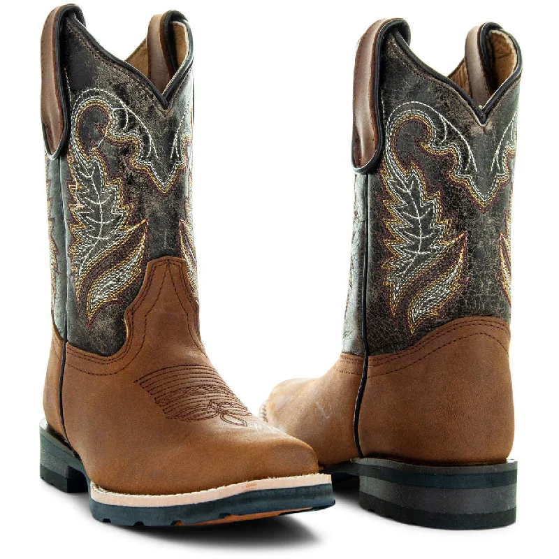 Kids Miel Square Toe Cowboy Boots by Soto Boots K4003 Business Monk Strap Style  