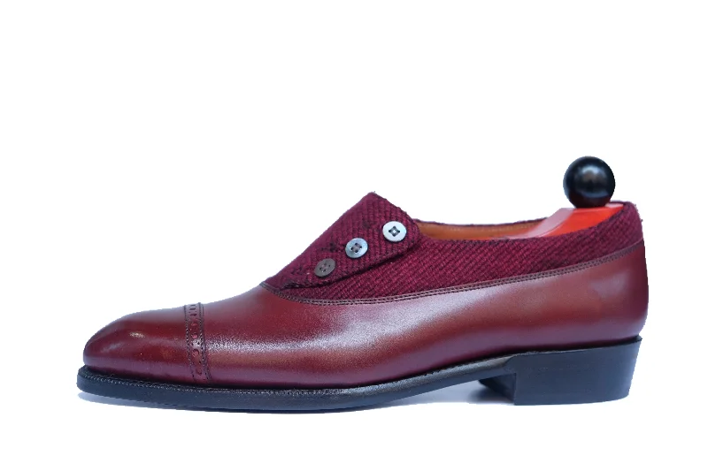 Kingston - MTO - Burgundy Calf / Red Poulsbo - NGT Last - Single Leather Sole Moccasin Soft - Sole Style  