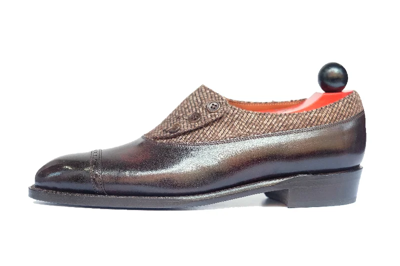 Kingston - MTO - Dark Brown Museum Calf / Brown Poulsbo - NGT Last - Single Leather Sole Distressed Leather Shoe Style Kingston - MTO - Dark Brown Museum Calf / Brown Poulsbo - NGT Last - Single Leather Sole Distressed Leather Shoe Style