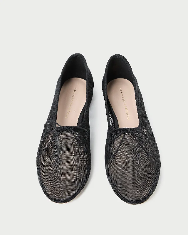 Landon Black Mesh Ballet Flat Victorian - Era Boot Style  