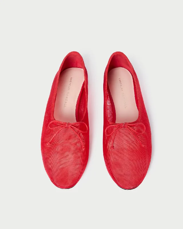 Landon Red Mesh Ballet Flat Performance Running Sneaker Look  