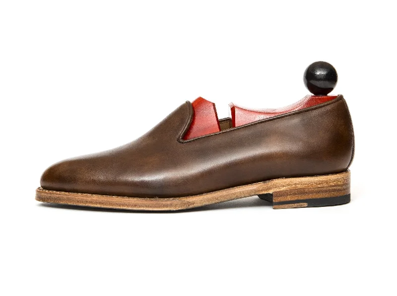 Laurelhurst II - MTO - Copper Museum Calf - TMG Last - Natural Single Leather Sole Slide Sandal Beach Style Laurelhurst II - MTO - Copper Museum Calf - TMG Last - Natural Single Leather Sole Slide Sandal Beach Style