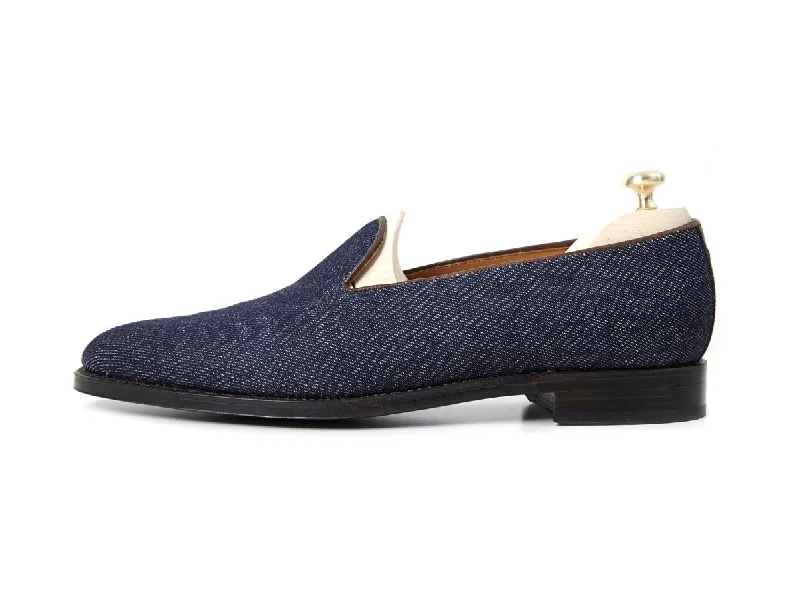 Laurelhurst II - MTO - Denim / Chocolate Piping - TMG Last - Single Leather Sole Retro Plimsoll Style Laurelhurst II - MTO - Denim / Chocolate Piping - TMG Last - Single Leather Sole Retro Plimsoll Style