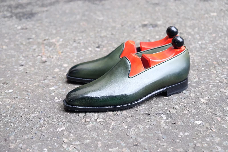 Laurelhurst II - MTO - Dark Green Calf - MGF Last - Single Leather Sole Beaded Moccasin Design Laurelhurst II - MTO - Dark Green Calf - MGF Last - Single Leather Sole Beaded Moccasin Design