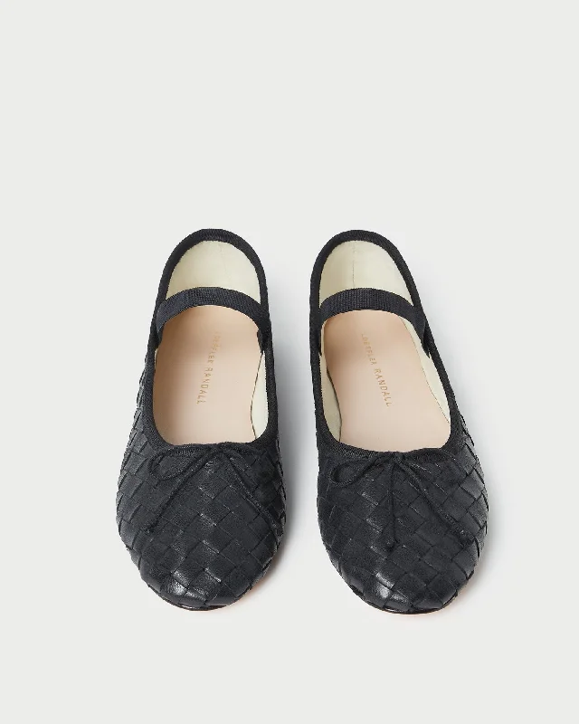 Leonie Black Woven Ballet Flat Ivy League Loafer Look 