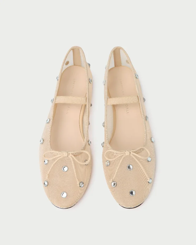 Leonie Caramel/Crystal Ballet Flat Combat - Inspired Military Boot Look  