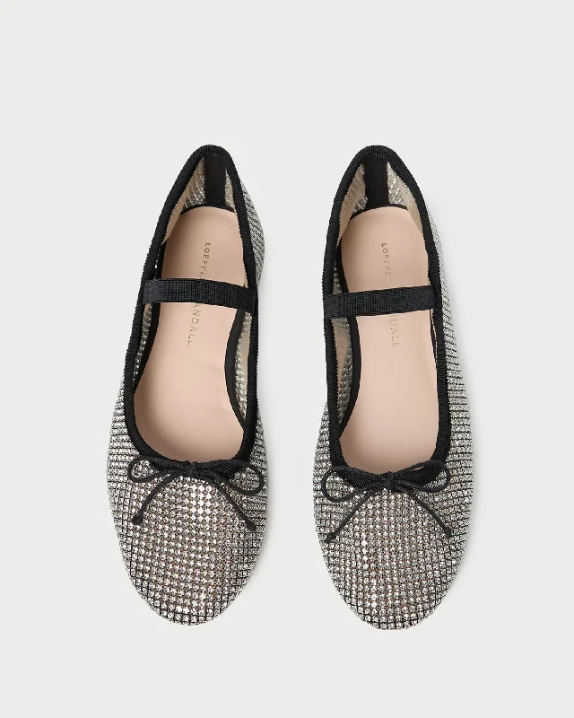 Leonie Crystal Ballet Flat Ankle - High Military Boot Style  