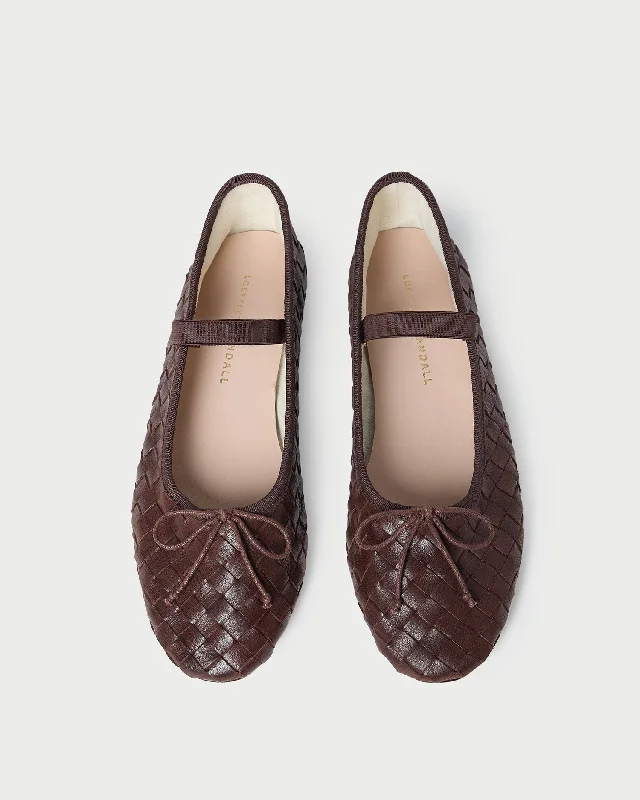 Leonie Espresso Woven Ballet Flat Casual Loafer Style          
