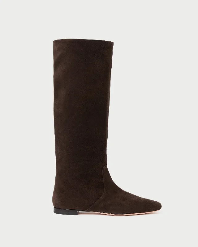 Lillian Brown Suede Tall Boot Retro Basketball Sneaker Design  