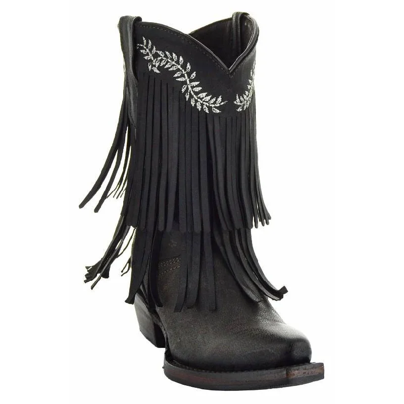 Little Cowgirl Girls' Fringe Boots | Kids' Fringe Cowboy Boots (K3006) Beaded Moccasin Design 