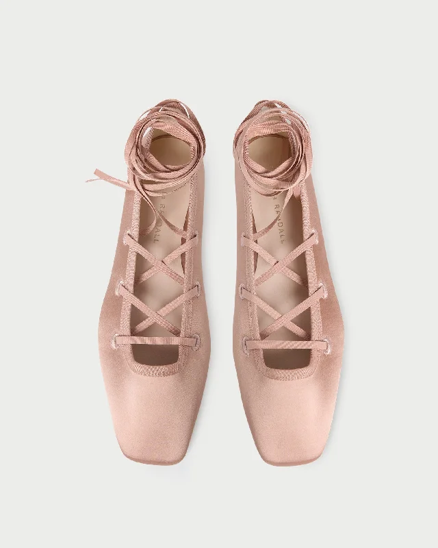Louisa Blush Lace-Up Ballet Flat Minimalist Sneaker Style  