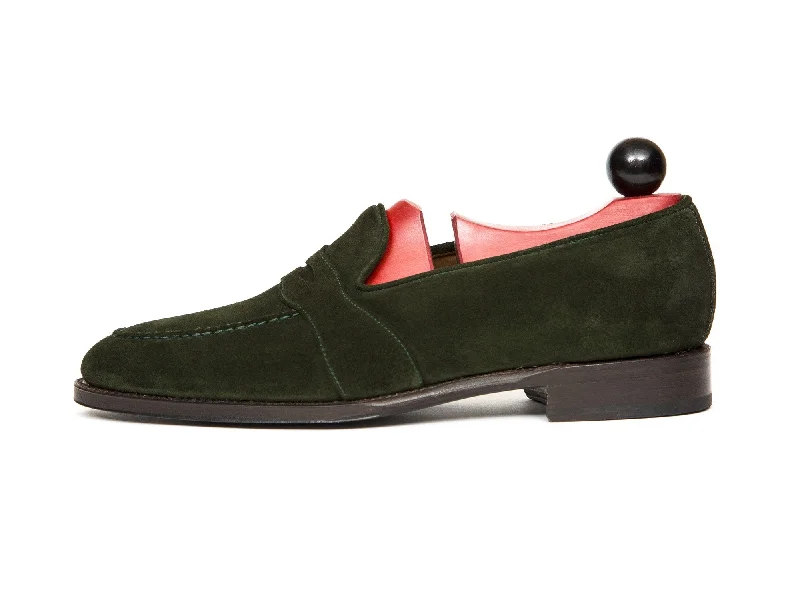 Madison - MTO - Forest Green Suede - TMG Last - Single Leather Sole Casual Loafer Style          