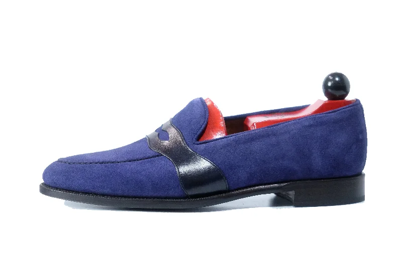 Madison - MTO - Medium Blue Suede / Blue Calf - TMG Last - Single Leather Sole Blue Coast Loafer Aesthetic Madison - MTO - Medium Blue Suede / Blue Calf - TMG Last - Single Leather Sole Blue Coast Loafer Aesthetic