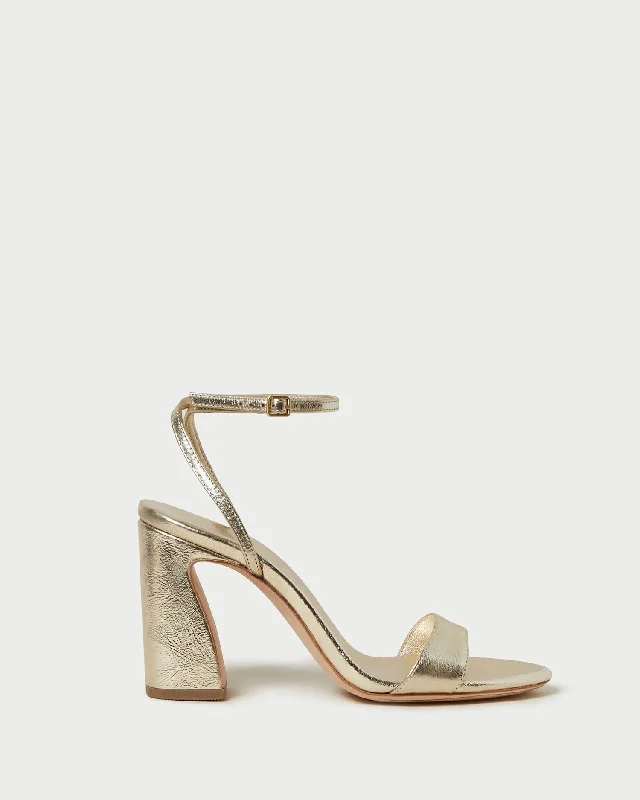 Malia Champagne Curved-Heel Sandal Zip - Up Boot Style  