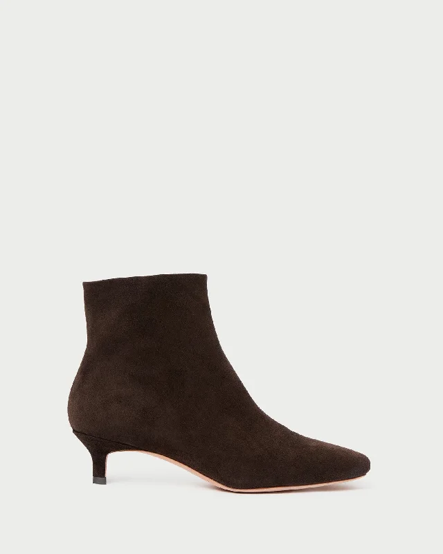 Marcella Brown Suede Ankle Boot Embroidered Cowboy Boot Design  