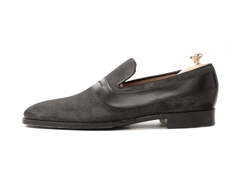 Marcos - MTO - Charcoal Suede / Black Calf Strap - LPB Last - Single Leather Sole Tassel Driving Shoe Look Marcos - MTO - Charcoal Suede / Black Calf Strap - LPB Last - Single Leather Sole Tassel Driving Shoe Look