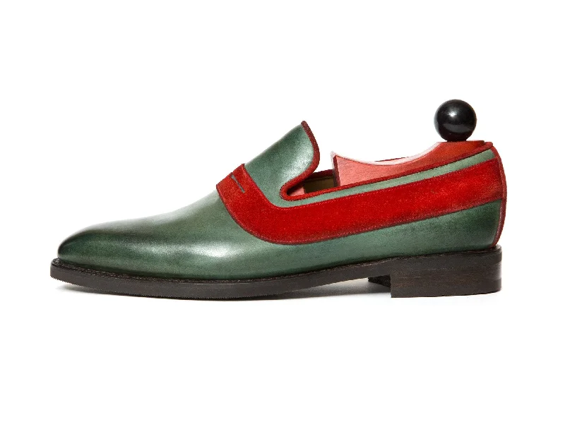 Marcos - MTO - Forest Green Calf / Red Suede - LPB Last - City Rubber Sole Checkered Shoe Pattern Look Marcos - MTO - Forest Green Calf / Red Suede - LPB Last - City Rubber Sole Checkered Shoe Pattern Look