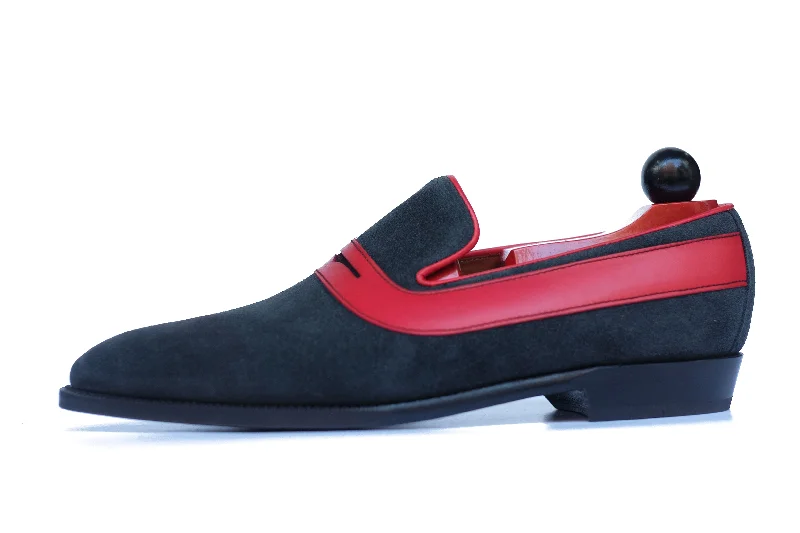 Marcos - MTO - Charcoal Suede / Red Calf - LPB Last - Single Leather Sole Chunky Platform Sneaker Style Marcos - MTO - Charcoal Suede / Red Calf - LPB Last - Single Leather Sole Chunky Platform Sneaker Style