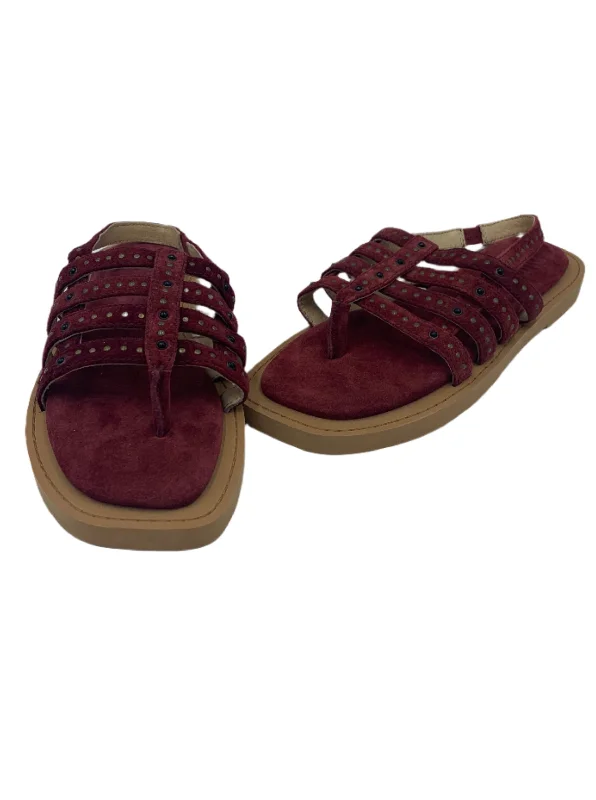 Maroon Sandals Designer Frye, Size 6 Casual Loafer Style          