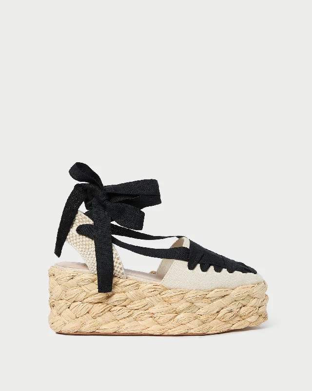 Mason Natural/Black Platform Espadrille Art Deco - Inspired Shoe Look  