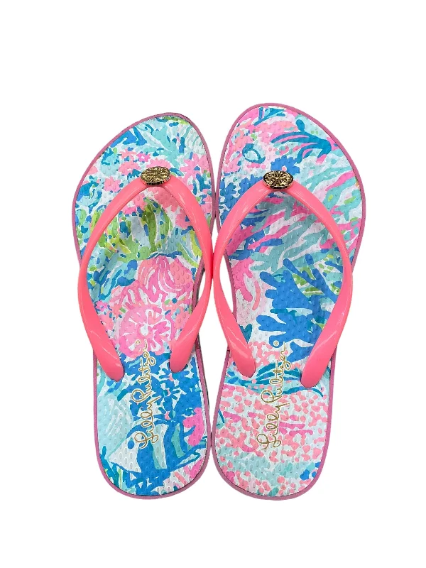 Multi-colored Sandals Flip Flops Lilly Pulitzer, Size 5 Ivy League - Inspired Derby Look Multi-colored Sandals Flip Flops Lilly Pulitzer, Size 5 Ivy League - Inspired Derby Look