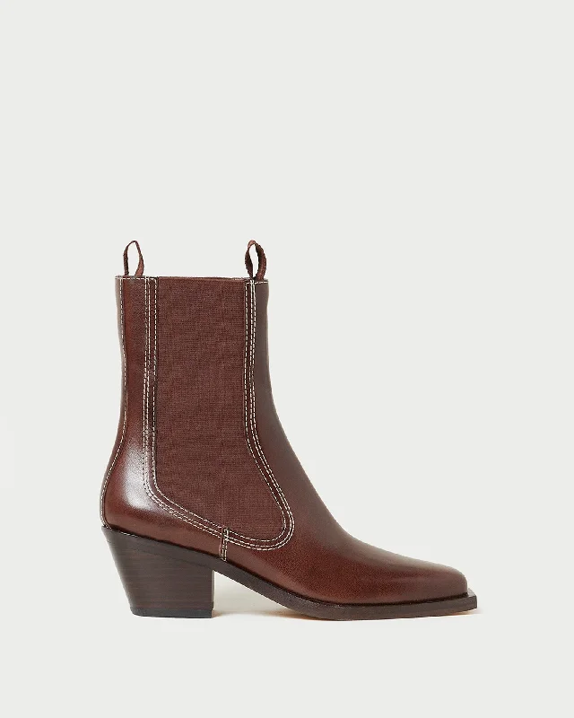 Nat Espresso Mid Western Boot Monochromatic Shoe Look  