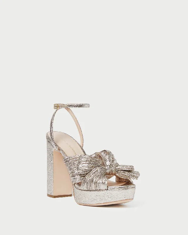 Natalia Champagne Platform Bow Heel British Gentleman Oxford Style  
