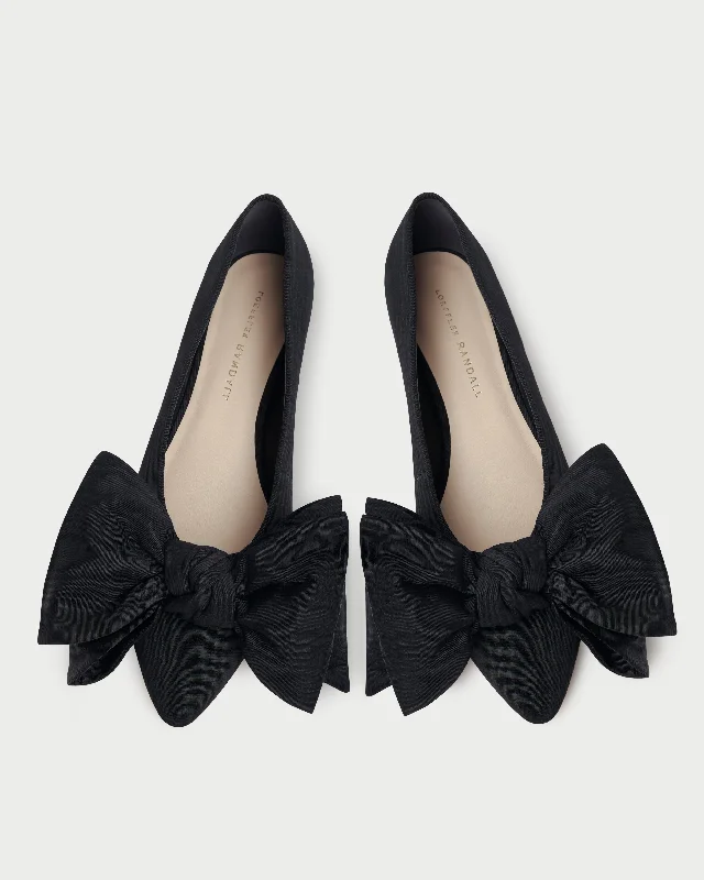 Noa Black Moiré Bow Flat Vintage Oxford Appeal 