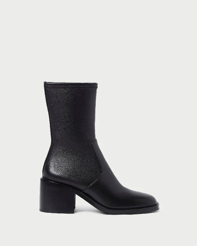 Nolan Black Stretch Bootie Camouflage Print Boot Style  