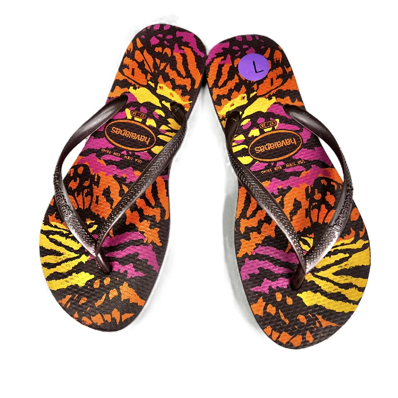 Orange & Pink Sandals Flip Flops By Havaianas, Size: 7 Edwardian Shoe Look  