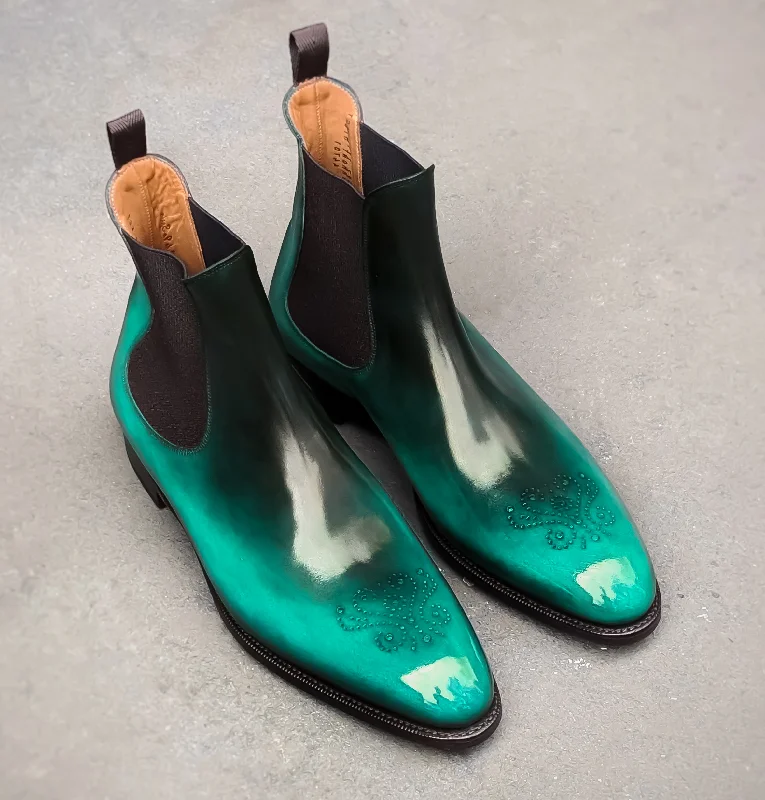 Patina Reverse Teal - MTO - Highland Hiking Boot Durability Style  