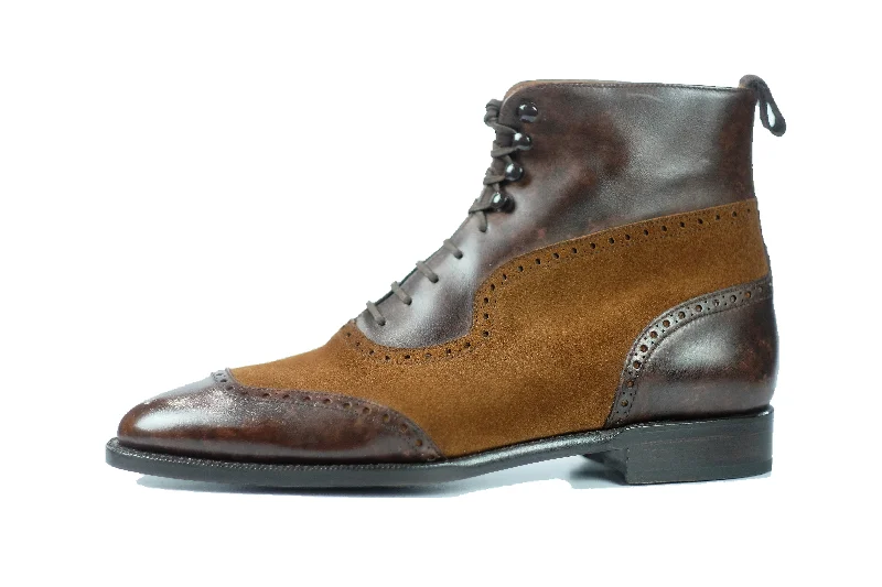Pinehurst - MTO - Dark Brown Marble Patina / Snuff Suede - TMG Last - Single Leather Sole Dressy Chelsea Boot Style Pinehurst - MTO - Dark Brown Marble Patina / Snuff Suede - TMG Last - Single Leather Sole Dressy Chelsea Boot Style
