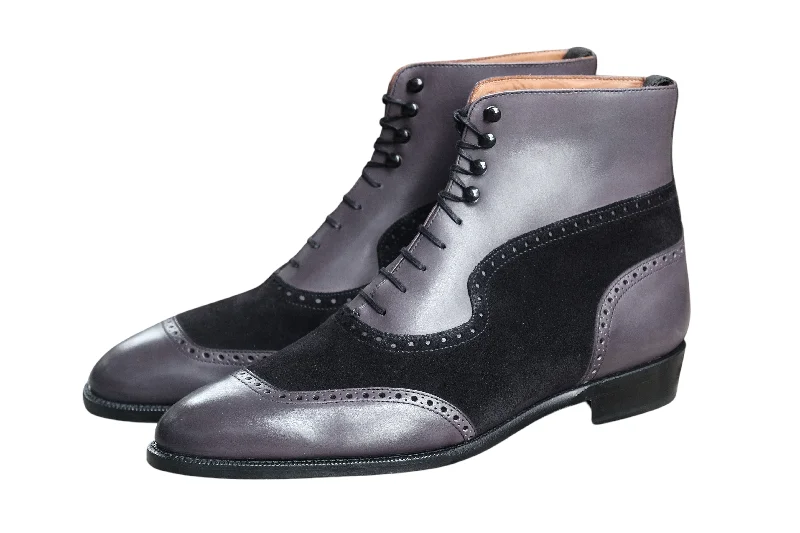 Pinehurst - MTO - Shaded Grey Calf / Black Suede - TMG Last - Single Leather Sole Hip - Hop Sneaker Style Pinehurst - MTO - Shaded Grey Calf / Black Suede - TMG Last - Single Leather Sole Hip - Hop Sneaker Style
