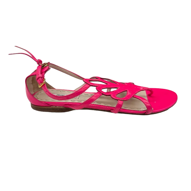 PINK MIU MIU SANDALS LUXURY DESIGNER, Size 7.5 Beaded Moccasin Design 