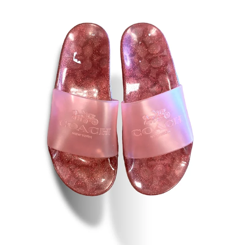 Pink Sandals Designer Coach, Size 9 Glow - in - the - Dark Shoe Design  