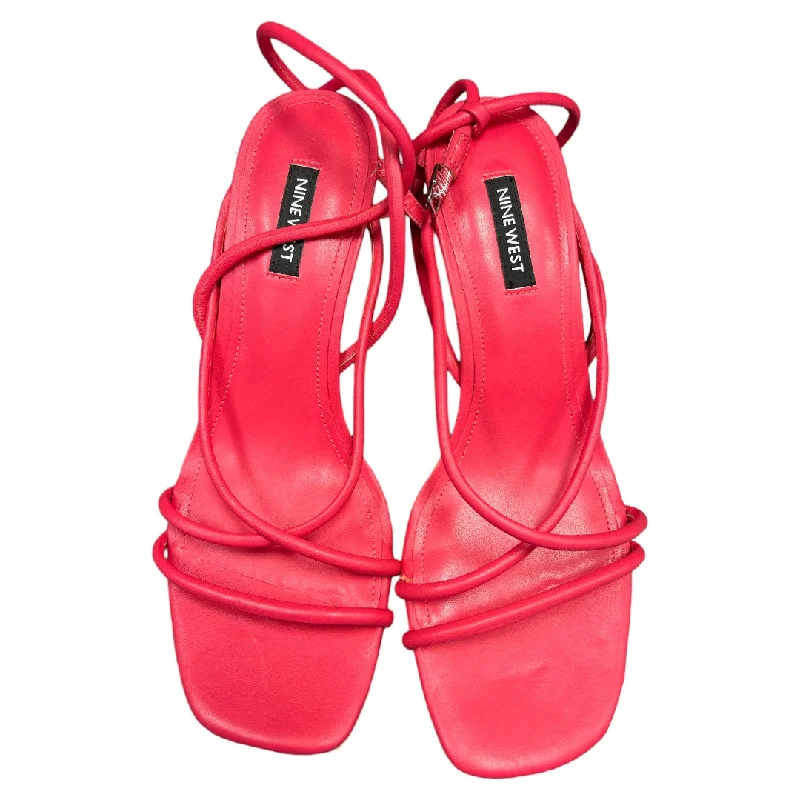 Pink Sandals Heels Stiletto Nine West, Size 9 Inflatable Shoe Look 