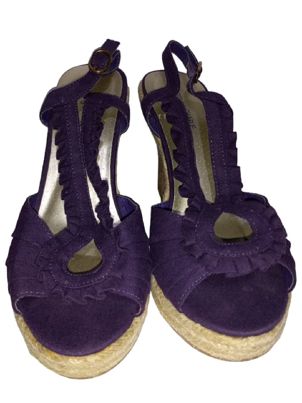 Purple Sandals Heels Wedge Charming Charlie, Size 6.5 Lightweight Tennis Sneaker Look  