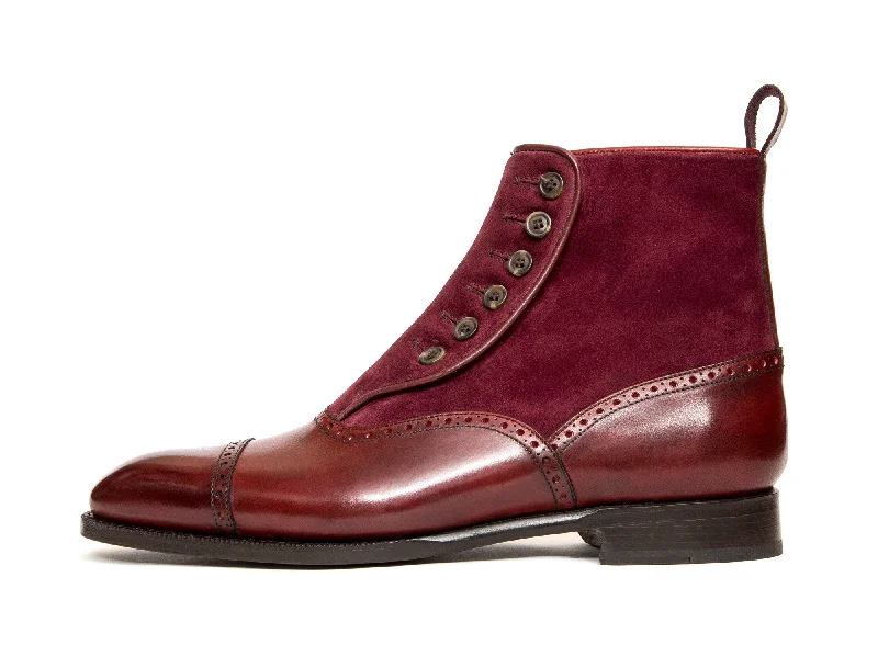 Puyallup - MTO - Burgundy Calf / Burgundy Suede - NGT Last - Single Leather Sole Victorian - Era Boot Style Puyallup - MTO - Burgundy Calf / Burgundy Suede - NGT Last - Single Leather Sole Victorian - Era Boot Style