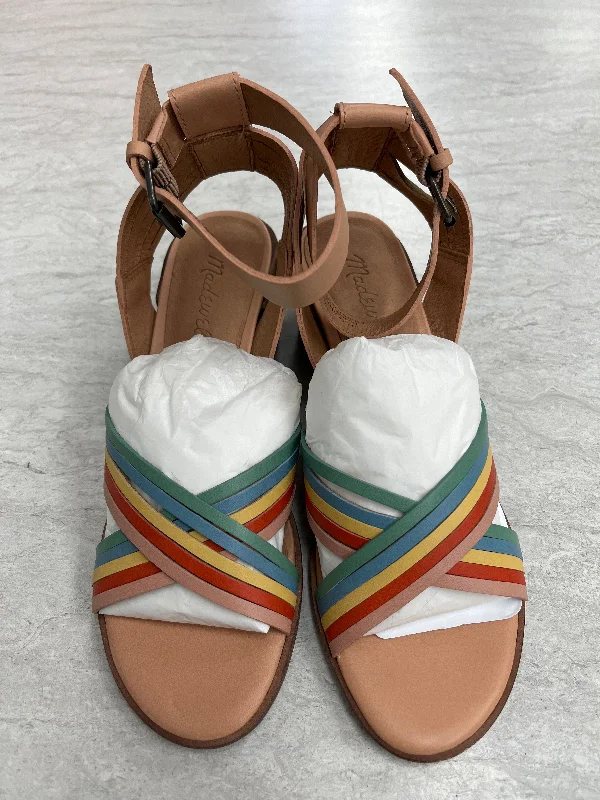 Rainbow Print Sandals Heels Block Madewell, Size 6.5 Hemp - Material Shoe Style  