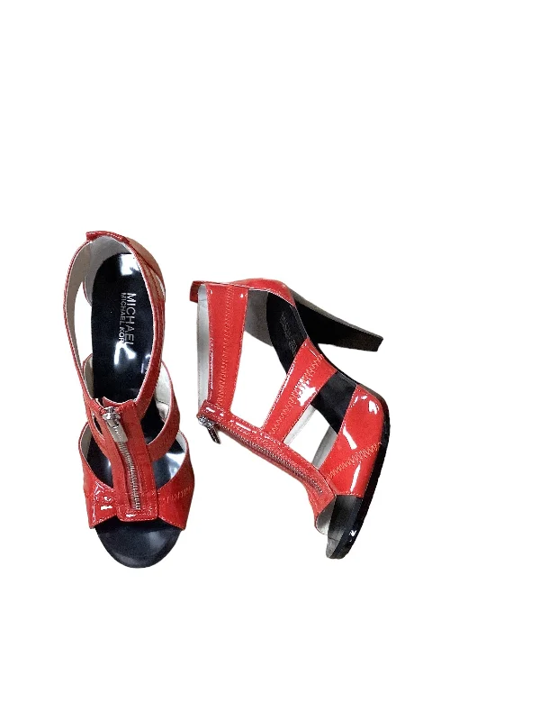 Red Sandals Designer Michael By Michael Kors, Size 9 Wingtip Oxford Design 