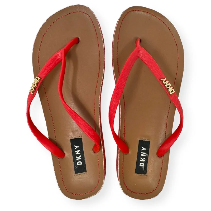 Red Sandals Flip Flops Dkny, Size 6.5 Ankle - High Military Boot Style  
