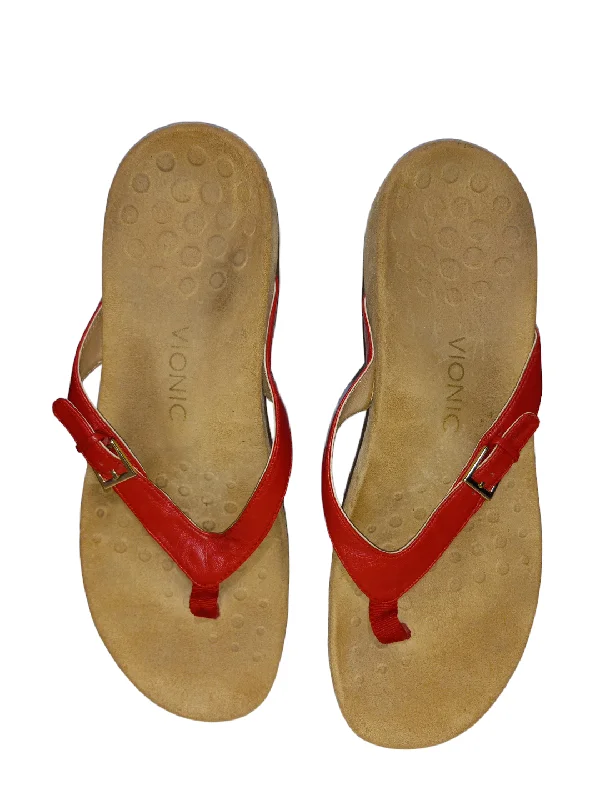 Red Sandals Flip Flops Vionic, Size 11 Brogue Oxford Aesthetic 