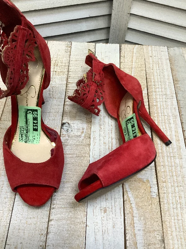 Red Heels Stiletto Jessica Simpson, Size 6.5 Elastic - Sided Chelsea Look  