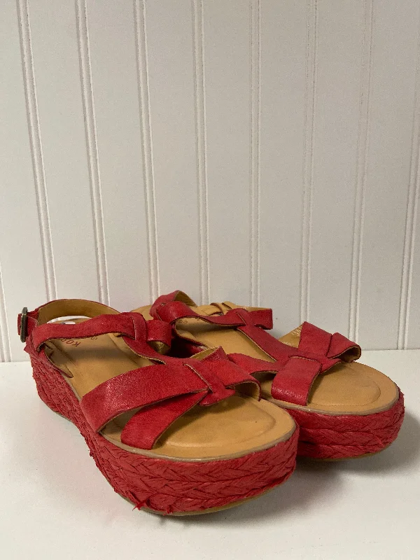 Red Sandals Heels Wedge Kork Ease, Size 7 Glow - in - the - Dark Shoe Design  