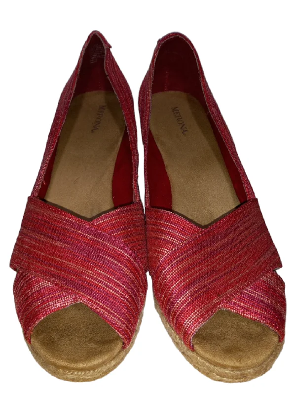 Red Sandals Heels Wedge Merona, Size 10 Elastic - Sided Chelsea Look  