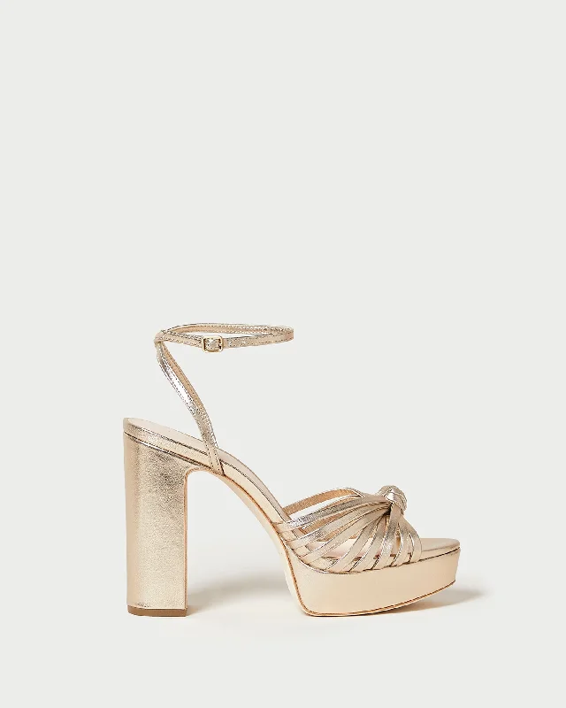 Rivka Champagne Knot Platform Sandal Comfortable Derby Style  