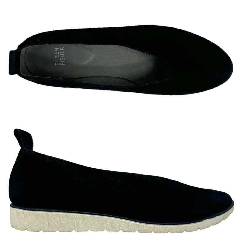 Humor Suede Slip On Flats By Eileen Fisher In Black, Size: 9 Edwardian Shoe Look  