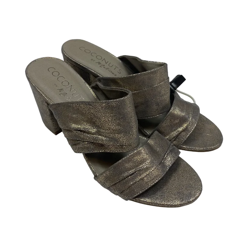 Silver Sandals Heels Block Matisse, Size 10 Brogue Oxford Aesthetic 